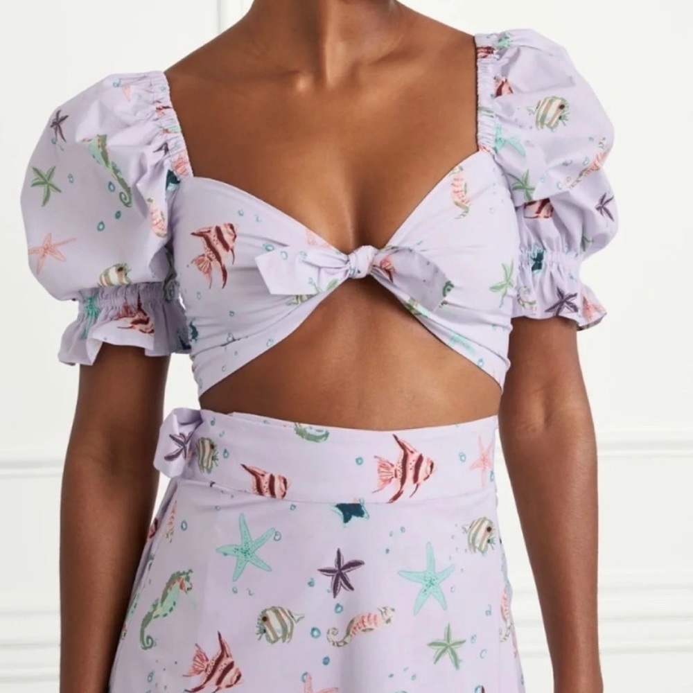 NWT HILL HOUSE Isabella Cropped Top - Sea Creatures - Size S